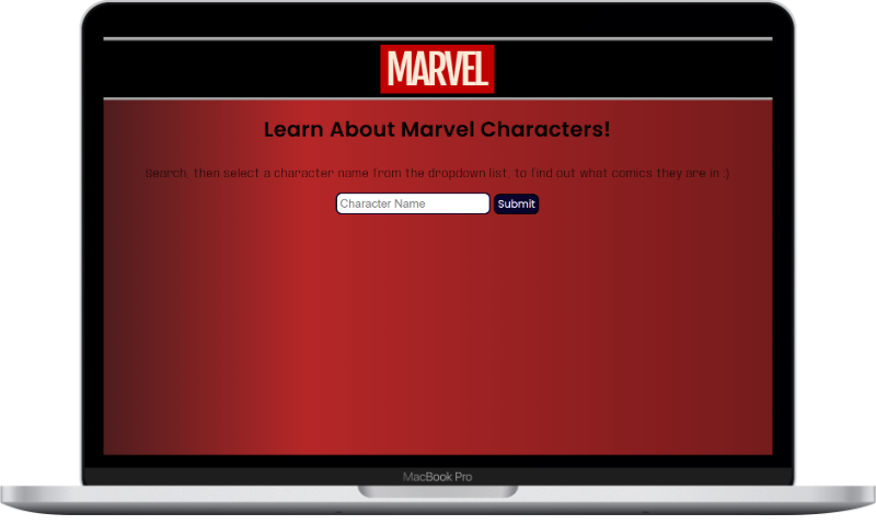homepage of marvel project